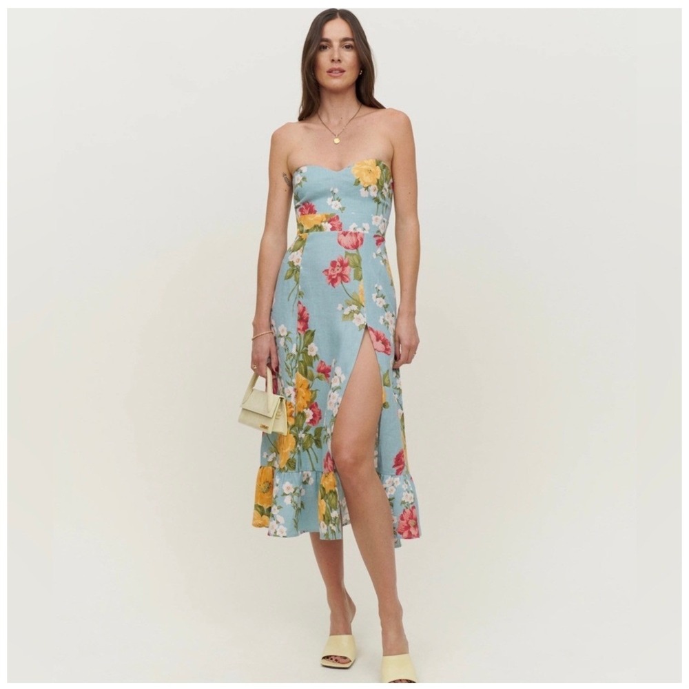 Reformation Amagansett Linen‎ Dress Florist NWT Romantic Floral Cottage Summer